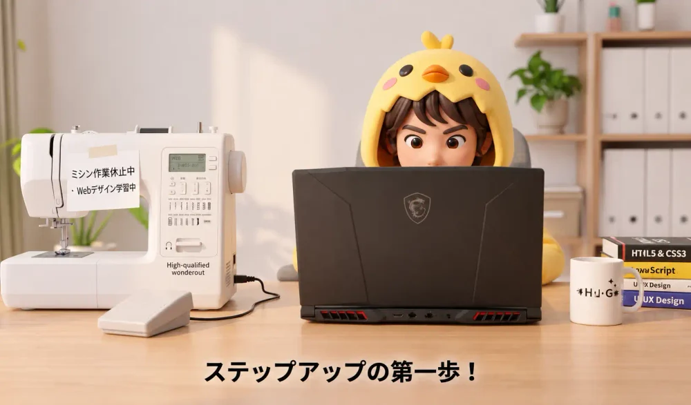 ハンドメイドとWebデザインを通じて次のステップへ進むイメージ